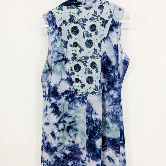 LOGO by Lori Goldstein Woven Lavender Tie Dye Vest w Print Cotton Panel XXS - Picture 2 of 14